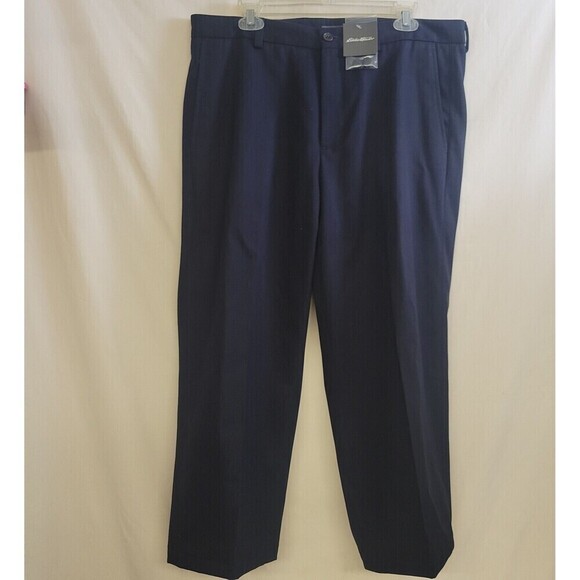 Eddie Bauer 35X25.5 Blue Khakis Pants  Classic Fit Pleated Front - Picture 1 of 8